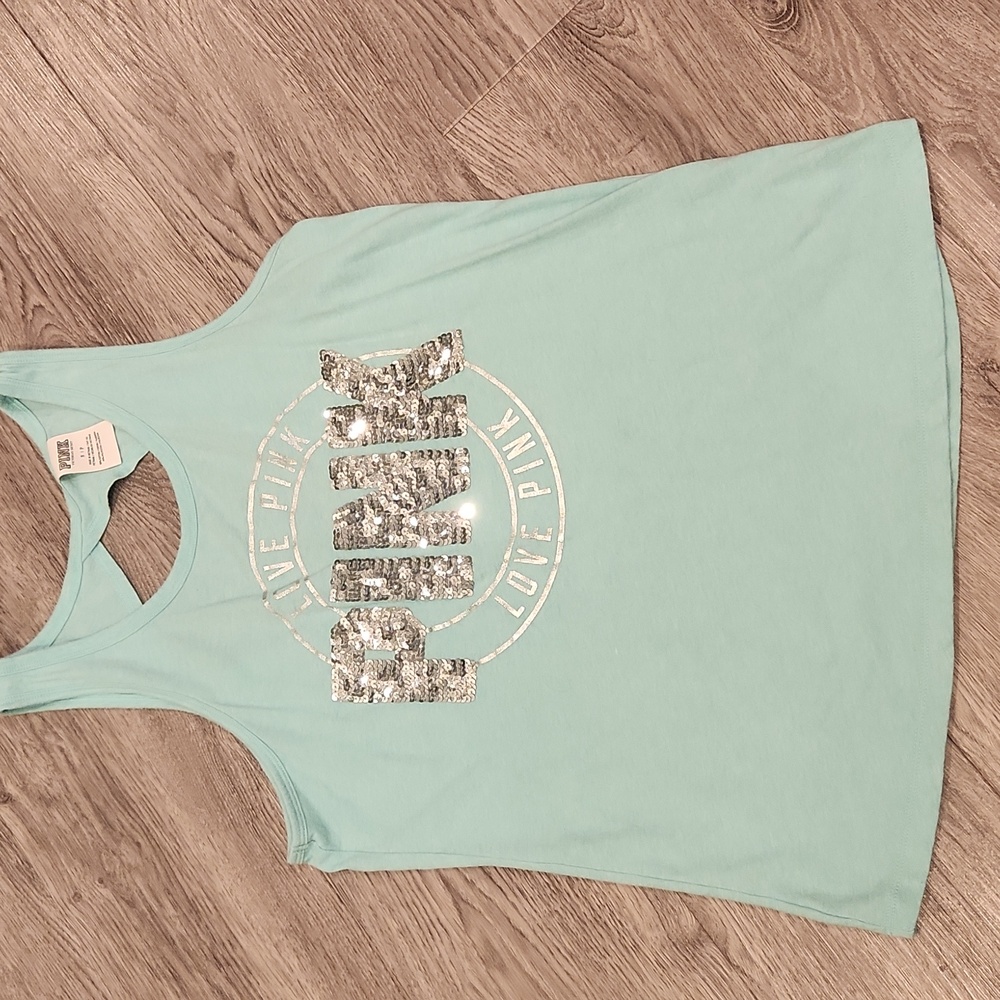 PINK Tank Top With Sequins Size Small